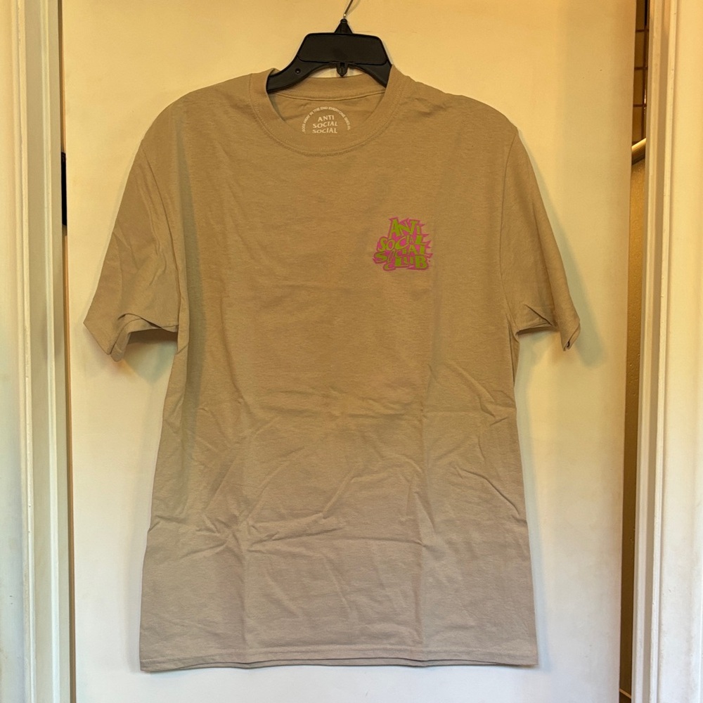 Anti Social Social Club Tan Tee with Vibrant Logo